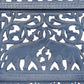 Jumbo 4 Panel Folding Room Divider Screen Antique Blue Mango Wood Elephant Motif Carved Design UPT-310990