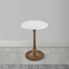 Tyler Accent Side Table 14.5 Inch Round White Marble Top Antique Brass Hammered Pedestal Base - The Urban Port UPT-315640