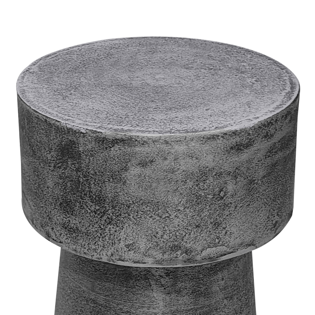 Vintage Accent Side Table 15.5 Inch Round Antique Silver Cast Aluminum Drum Base - The Urban Port UPT-315641