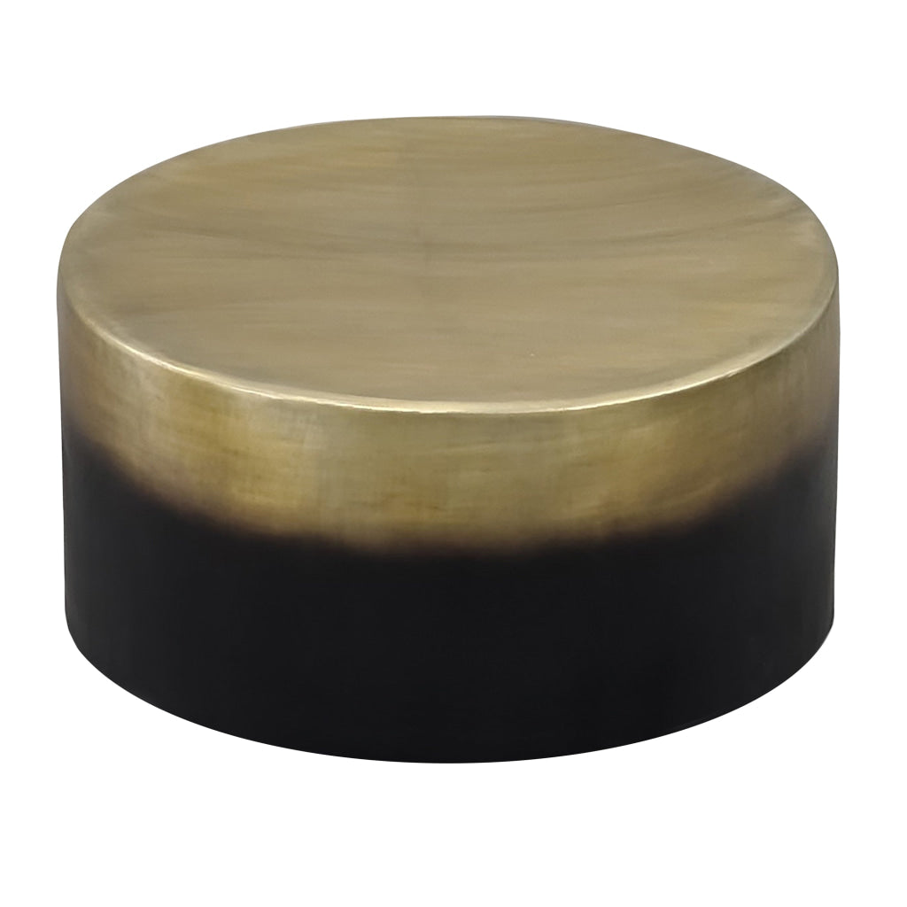 Dyan Coffee Table 34.5 Inch Round Drum Shape Black Gold Antique Brass Ombre By The Urban Port UPT-315642