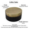 Dyan Coffee Table 34.5 Inch Round Drum Shape Black Gold Antique Brass Ombre By The Urban Port UPT-315642