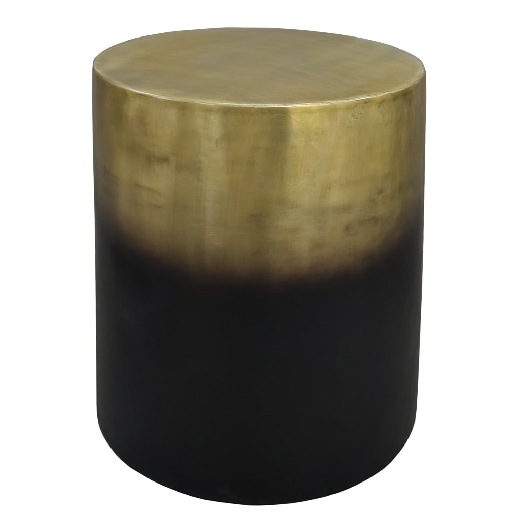 Dyan Side Table 16.5 Inch Round Drum Shape Black Gold Antique Brass Ombre By The Urban Port UPT-315643