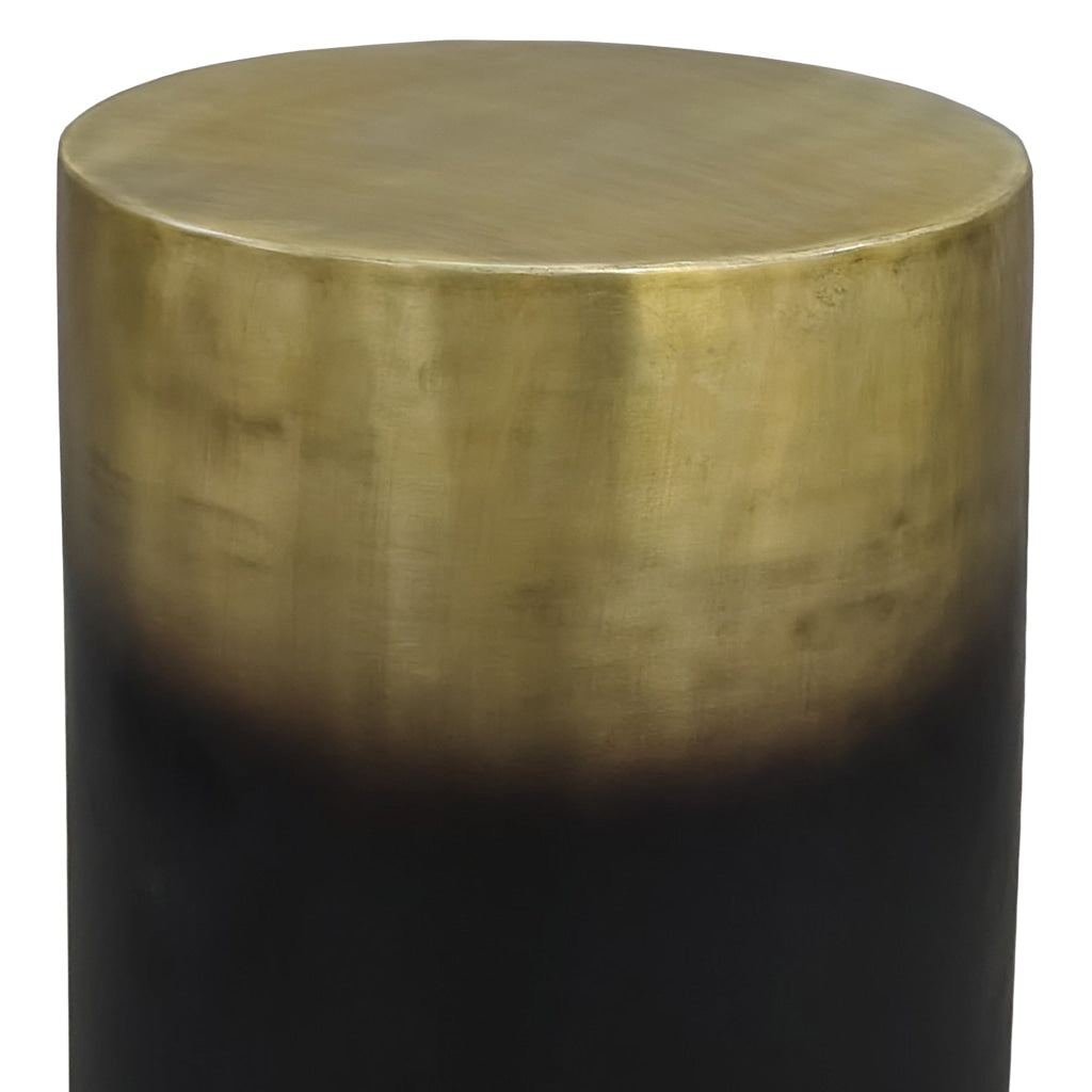 Dyan Side Table 16.5 Inch Round Drum Shape Black Gold Antique Brass Ombre By The Urban Port UPT-315643