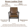 Amber Accent Chair Handcrafted Slatted Mango Wood Brown Buffalo Leather Cushions Angled Legs - The Urban Port UPT-315762