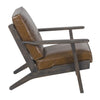 Amber Accent Chair Handcrafted Slatted Mango Wood Brown Buffalo Leather Cushions Angled Legs - The Urban Port UPT-315762