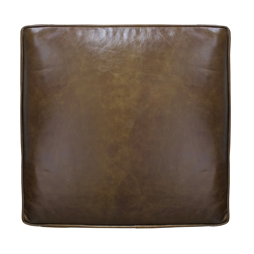 Amber Accent Chair Handcrafted Slatted Mango Wood Brown Buffalo Leather Cushions Angled Legs - The Urban Port UPT-315762