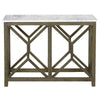 Agas Sofa Console Table 41 Inch White Genuine Marble Top Sandblasted Washed Ash Gray Mango Wood Geometric Frame UPT-315767