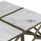 Agas Coffee Table 40 Inch Square White Genuine Marble Top Sandblasted Washed Ash Gray Mango Wood Geometric Frame UPT-315768