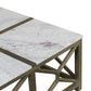 Agas Coffee Table 40 Inch Square White Genuine Marble Top Sandblasted Washed Ash Gray Mango Wood Geometric Frame UPT-315768