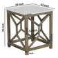 Agas Side End Table 22 Inch Square White Genuine Marble Top Sandblasted Washed Ash Gray Mango Wood Geometric Frame The Urban Port UPT-315769