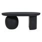 Uri 38 Inch Oval Coffee Table Mango Wood Full and Half Spherical Leg Sandblasted Black The Urban Port UPT-317171