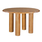 Dining Table 48 Inch Round Top Mango Wood Natural Brown 4 Column Pillar Legs UPT-317654