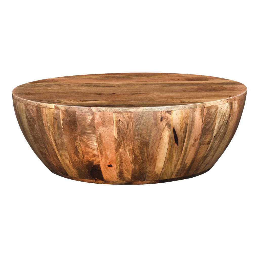 Arthur Mango Wood Coffee Table In Round Shape Dark Brown The Urban Port UPT-32180