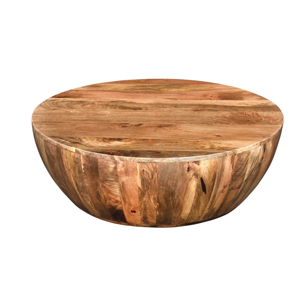 Arthur Mango Wood Coffee Table In Round Shape Dark Brown The Urban Port UPT-32180