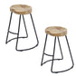 Ela 30 Inch Mango Wood Industrial Barstool Saddle Seat Iron Frame Set of 2 Brown Black By The Urban Port UPT-37900-2