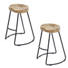 Ela 30 Inch Mango Wood Industrial Barstool Saddle Seat Iron Frame Set of 2 Brown Black By The Urban Port UPT-37900-2