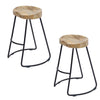 Ela 30 Inch Mango Wood Industrial Barstool Saddle Seat Iron Frame Set of 2 Brown Black By The Urban Port UPT-37900-2