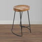 30 Inch Handcrafted Backless Counter Height Barstool Natural Brown Mango Wood Saddle Seat Black Iron Base By The Urban Port UPT-37900-F