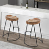 30 Inch Handcrafted Backless Counter Height Barstool Natural Brown Mango Wood Saddle Seat Black Iron Base By The Urban Port UPT-37900-F