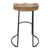 30 Inch Handcrafted Backless Counter Height Barstool Natural Brown Mango Wood Saddle Seat Black Iron Base By The Urban Port UPT-37900-F