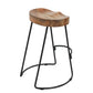 30 Inch Handcrafted Backless Counter Height Barstool Natural Brown Mango Wood Saddle Seat Black Iron Base By The Urban Port UPT-37900-F