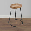 Ela 24 Inch Counter Height Stool Mango Wood Saddle Seat Iron Frame Brown and Black By The Urban Port UPT-37910