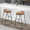 Ela 24 Inch Counter Height Stool Mango Wood Saddle Seat Iron Frame Brown and Black By The Urban Port UPT-37910