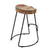 Ela 24 Inch Counter Height Stool Mango Wood Saddle Seat Iron Frame Brown and Black By The Urban Port UPT-37910