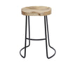 Ela 24 Inch Counter Height Stool Mango Wood Saddle Seat Iron Frame Brown and Black By The Urban Port UPT-37910