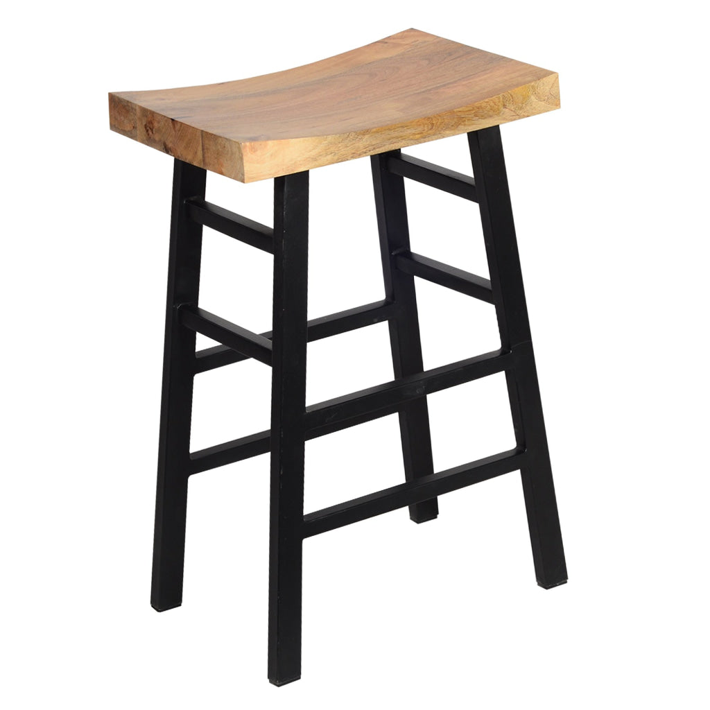 30’’ Wooden Saddle Seat With Ladder Base Brown and Black By The Urban Port UPT-636042216