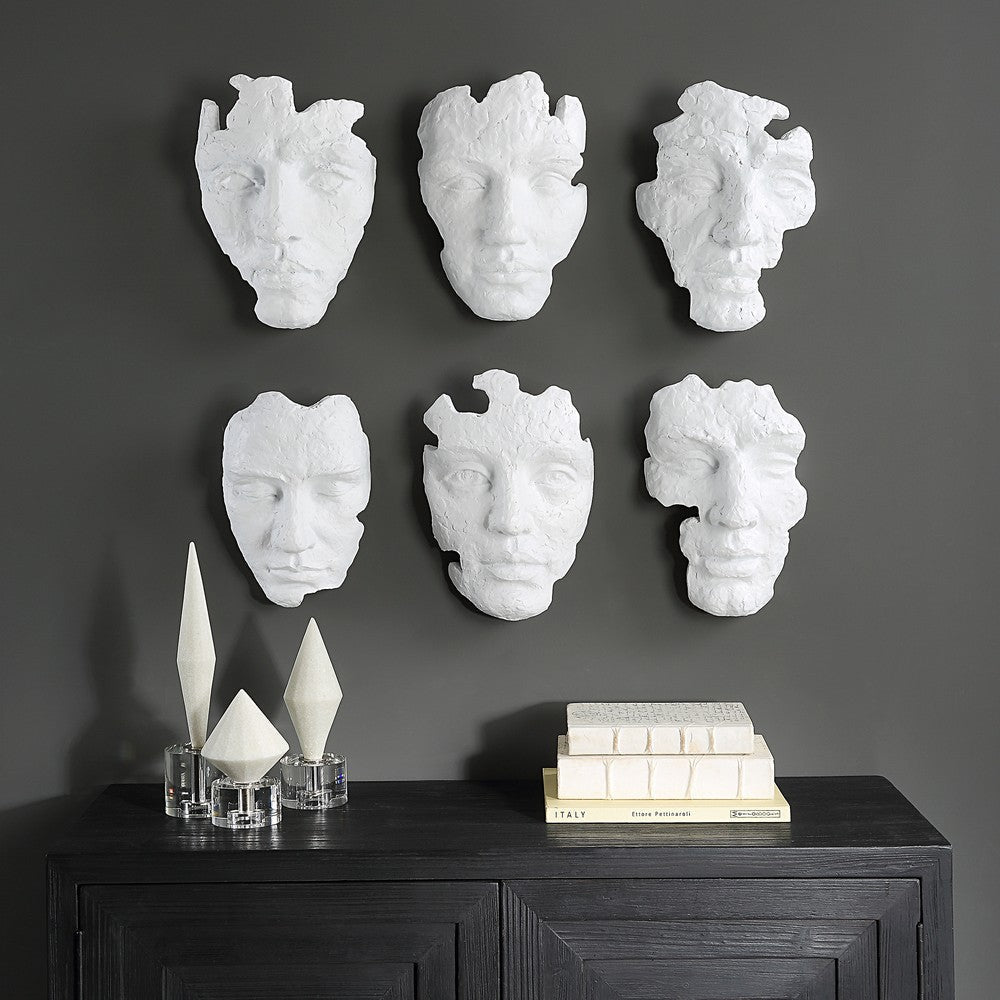 Uttermost Self-Portrait White Mask Wall Decor Set/6 By Casagear Home UT-04358