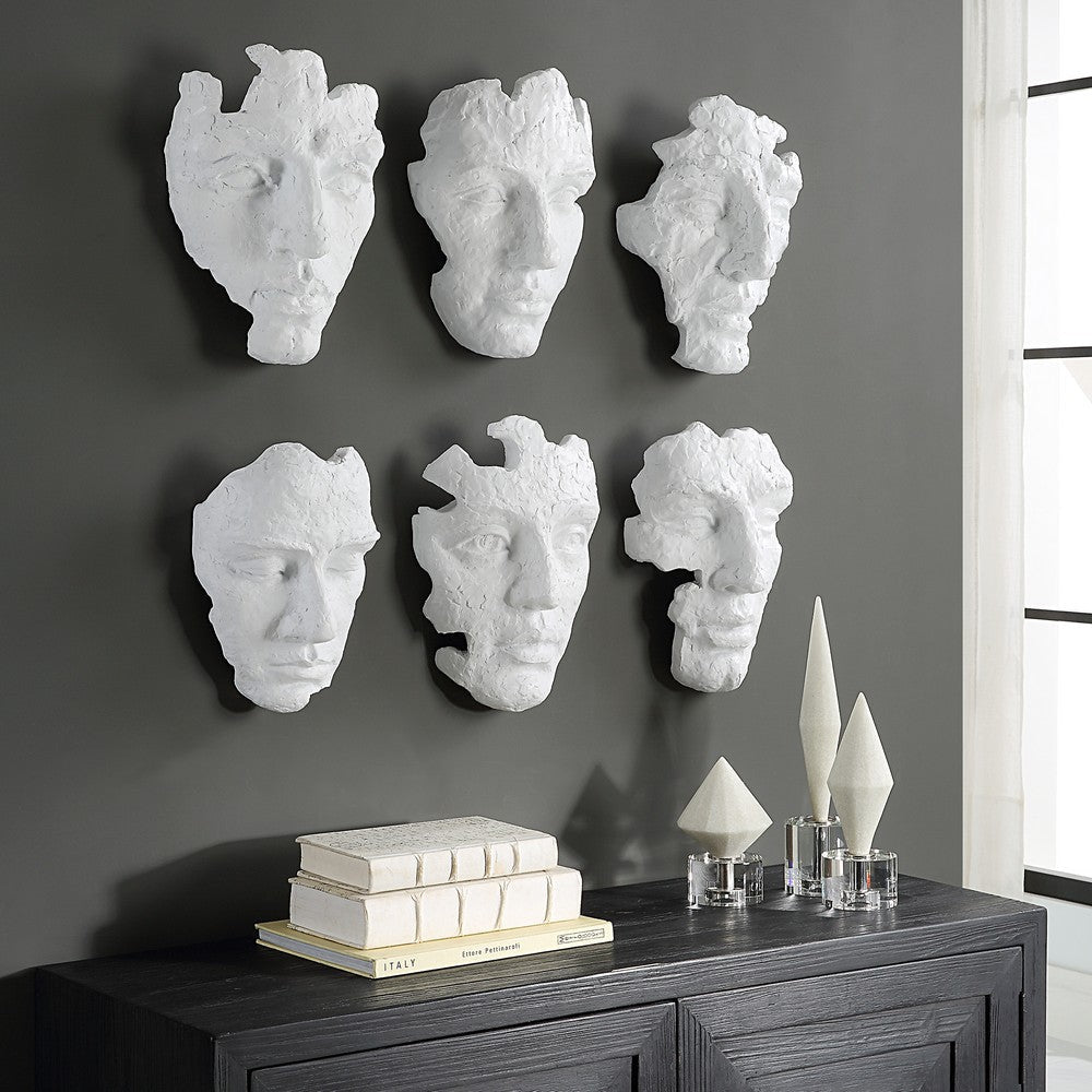 Uttermost Self-Portrait White Mask Wall Decor Set/6 By Casagear Home UT-04358