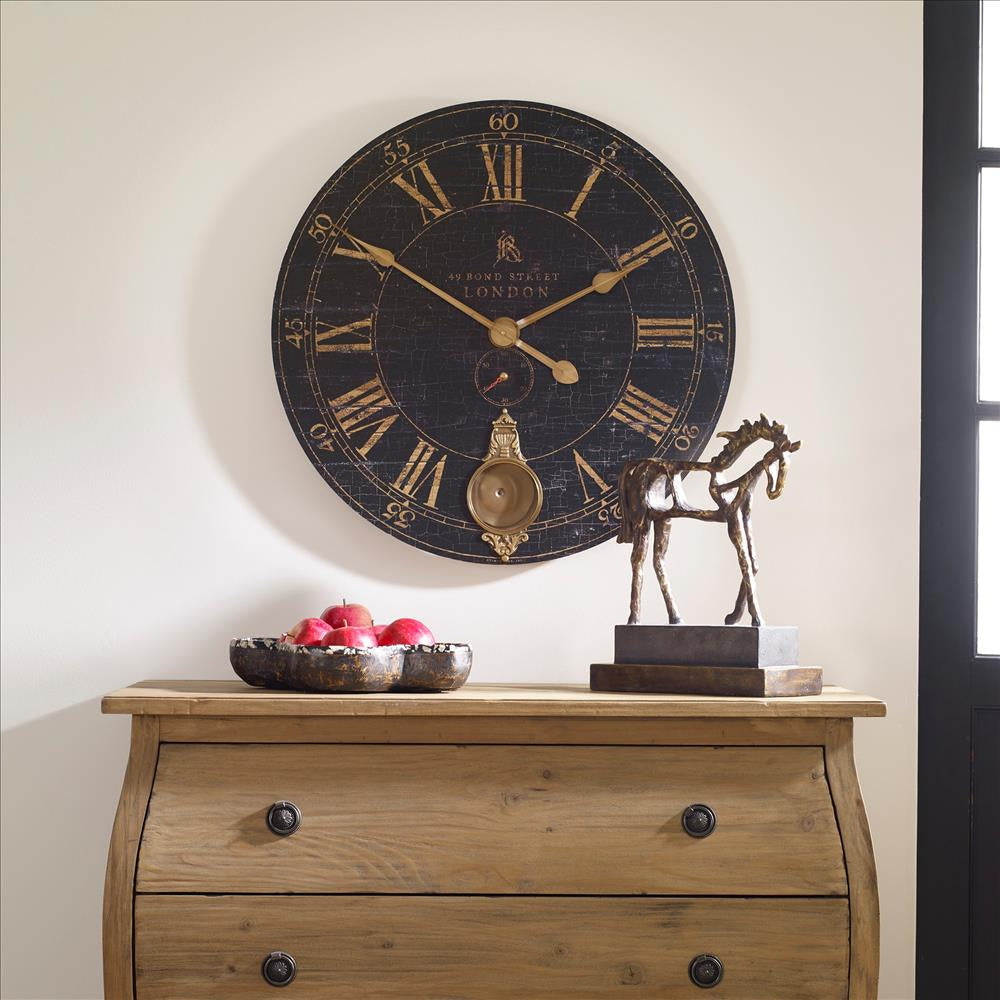 Uttermost Bond Street 30’’ Black Wall Clock By Casagear Home UT-06030