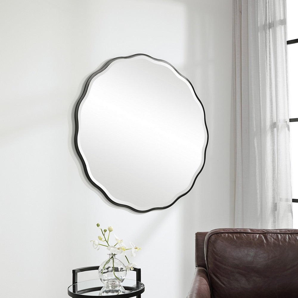 Uttermost Aneta Black Round Mirror By Casagear Home UT-09693