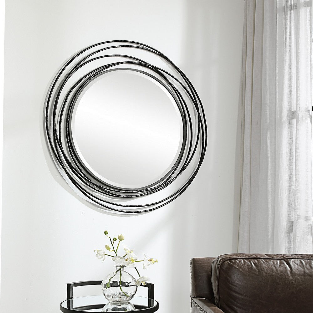 Uttermost Whirlwind Black Round Mirror By Casagear Home UT-09704