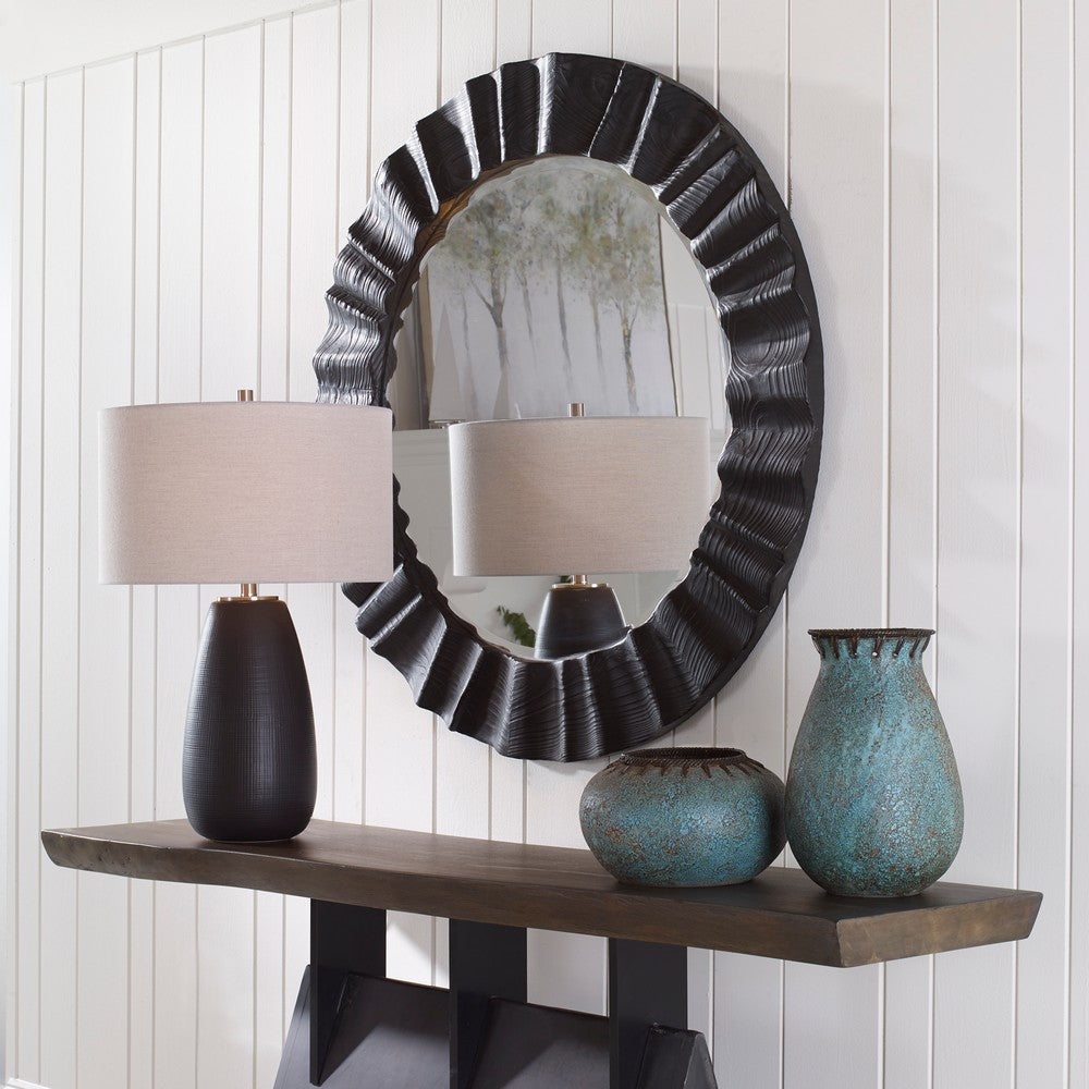 Uttermost Caribou Dark Espresso Round Mirror By Casagear Home UT-09798