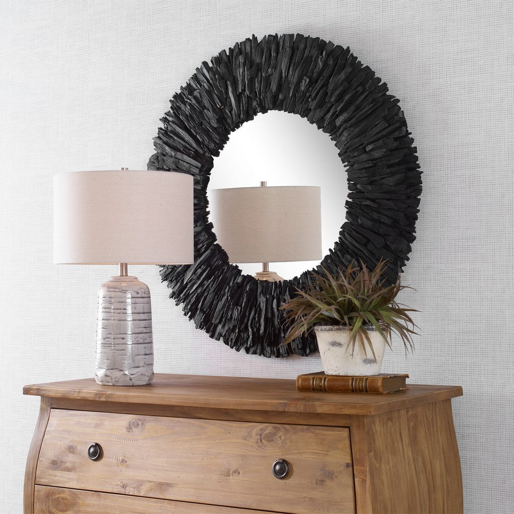 Uttermost Teak Branch Black Round Mirror By Casagear Home UT-09811