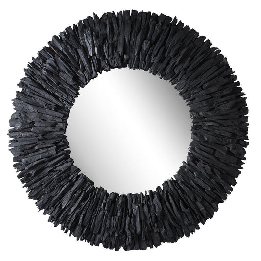 Uttermost Teak Branch Black Round Mirror By Casagear Home