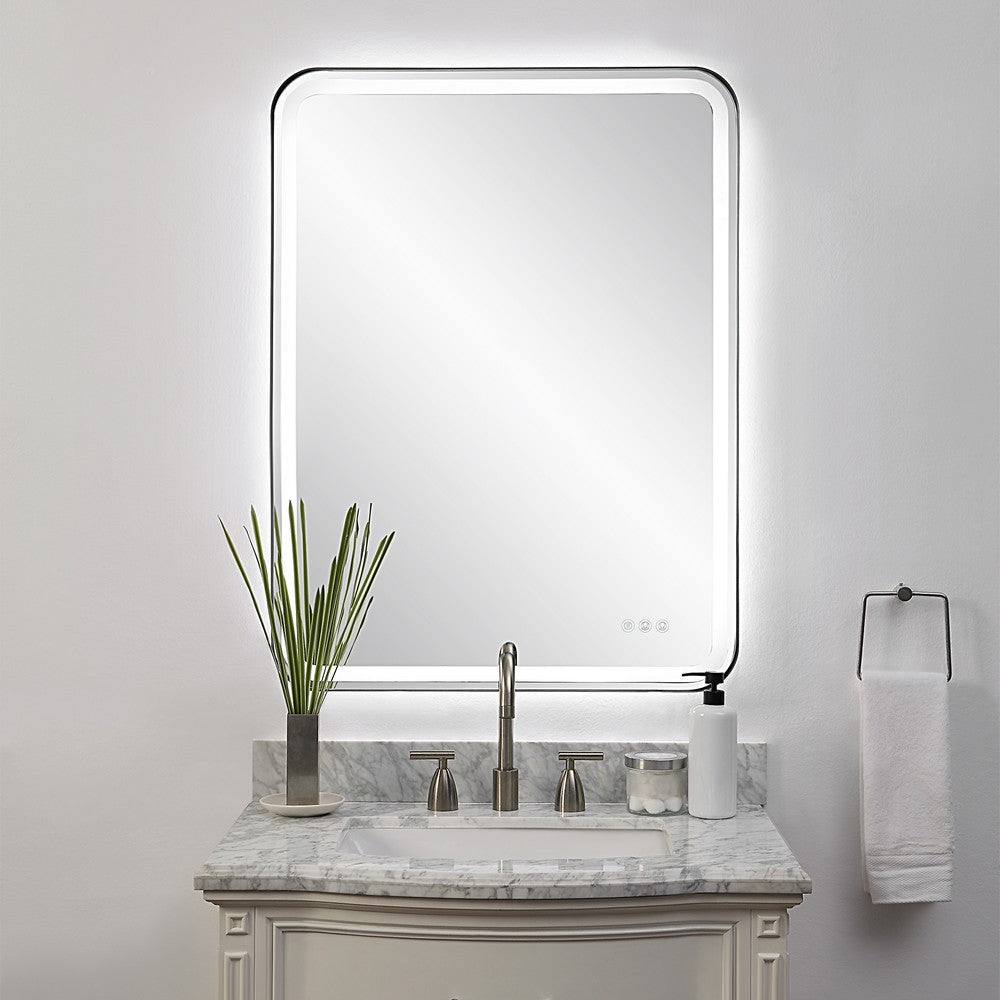 Uttermost Crofton Lighted Black Large Mirror By Casagear Home UT-09946