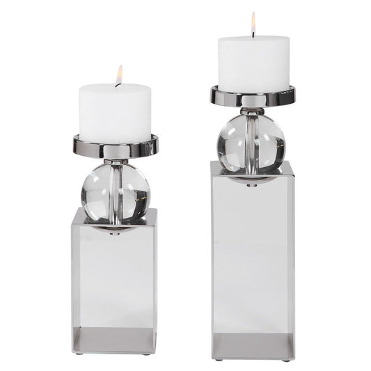 Uttermost Lucian Nickel Candleholders, Set/2 By Casagear Home