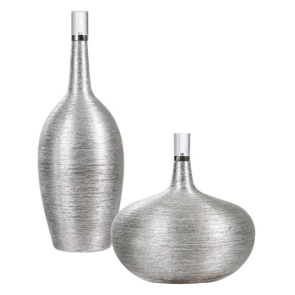 Uttermost Gatsby Silver Ribbed Bottles, S/2 By Casagear Home