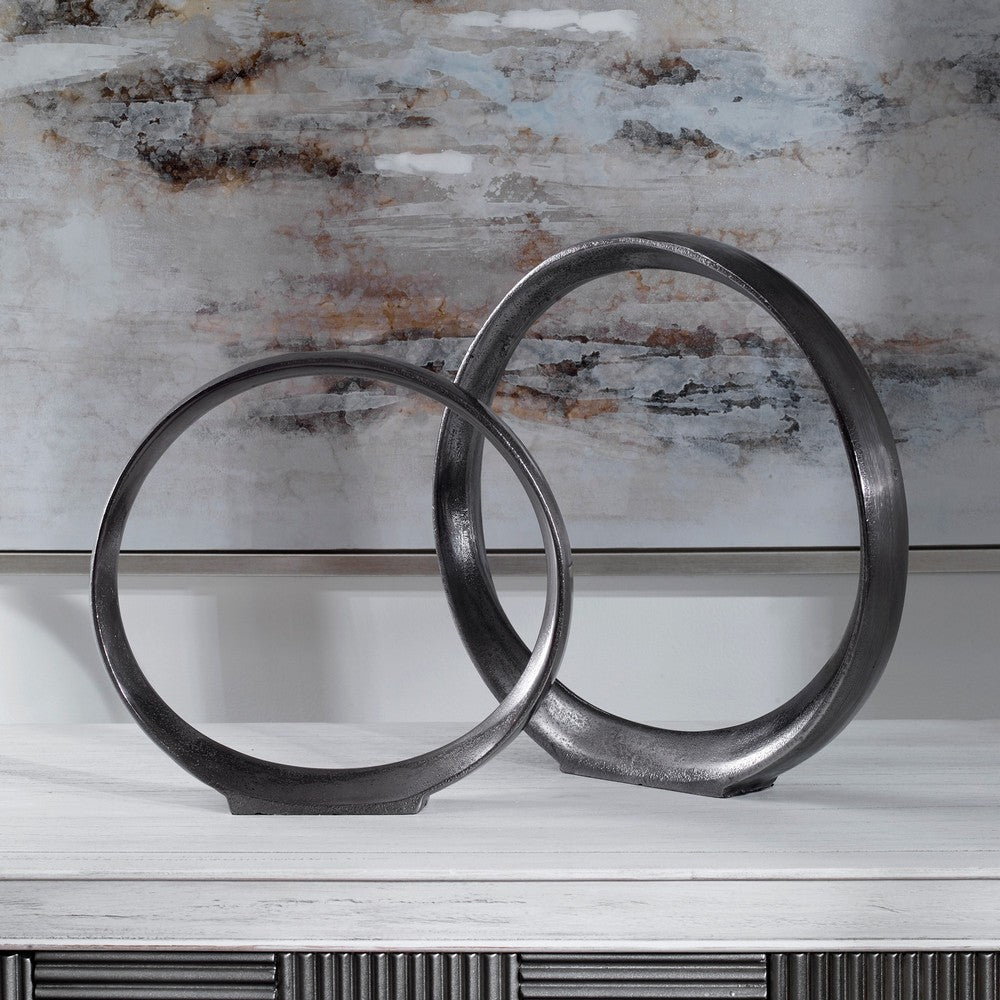 Uttermost Orbits Black Ring Sculptures S/2 By Casagear Home UT-17913