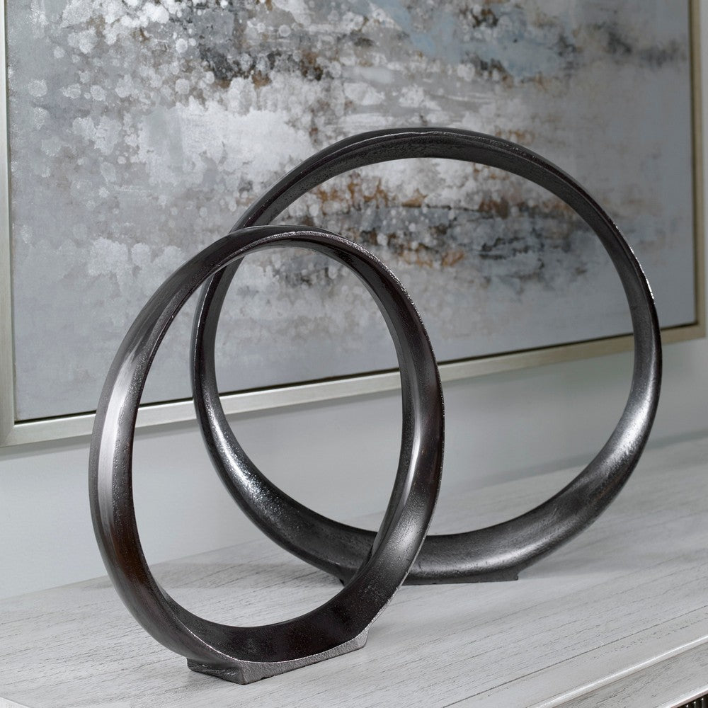 Uttermost Orbits Black Ring Sculptures S/2 By Casagear Home UT-17913