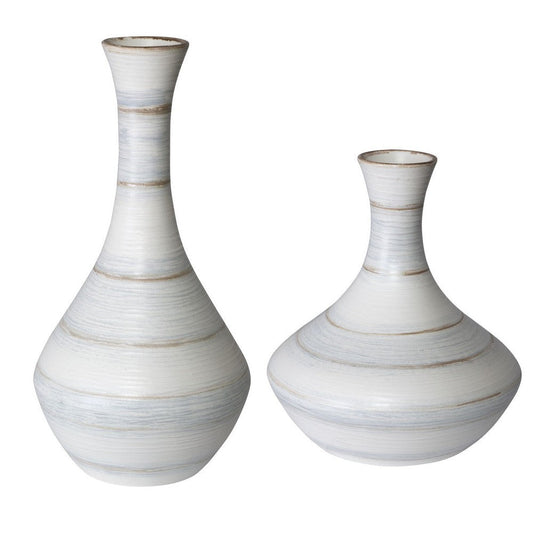 Uttermost Ruffled Feathers Modern White Vases, Set of 2 By Casagear Home