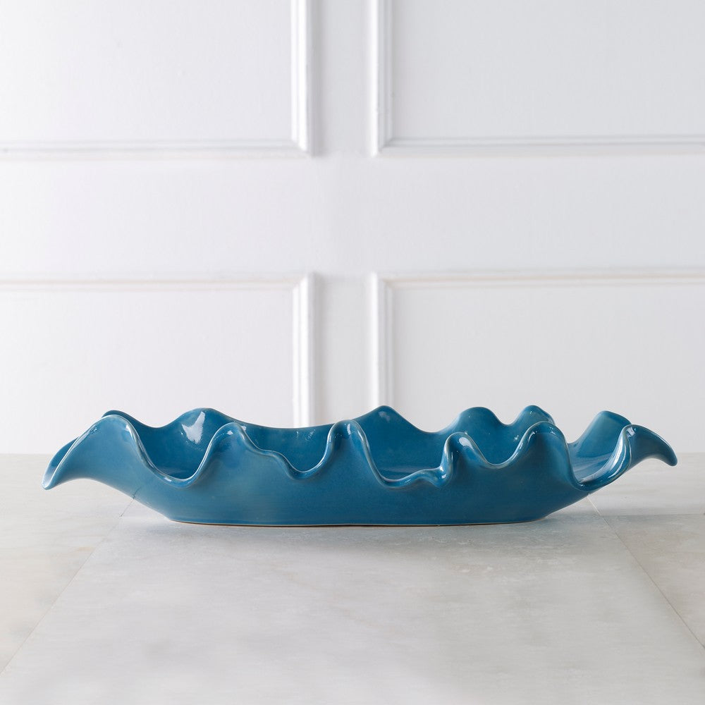 Uttermost Ruffled Feathers Blue Bowl By Casagear Home UT-18052