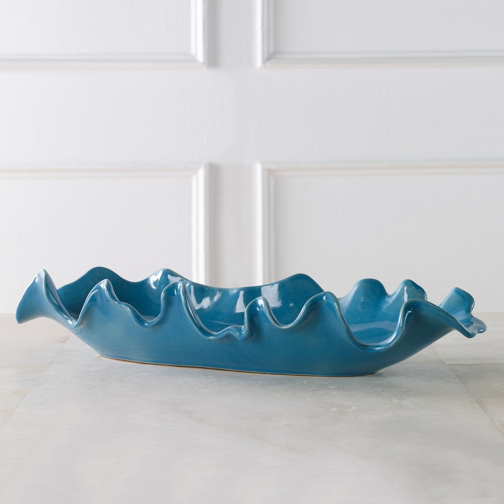 Uttermost Ruffled Feathers Blue Bowl By Casagear Home UT-18052