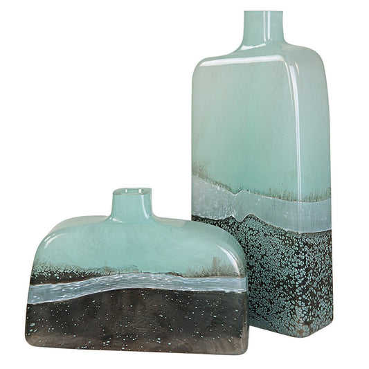 Uttermost Fuze Aqua & Bronze Vases, Set Of 2 By Casagear Home