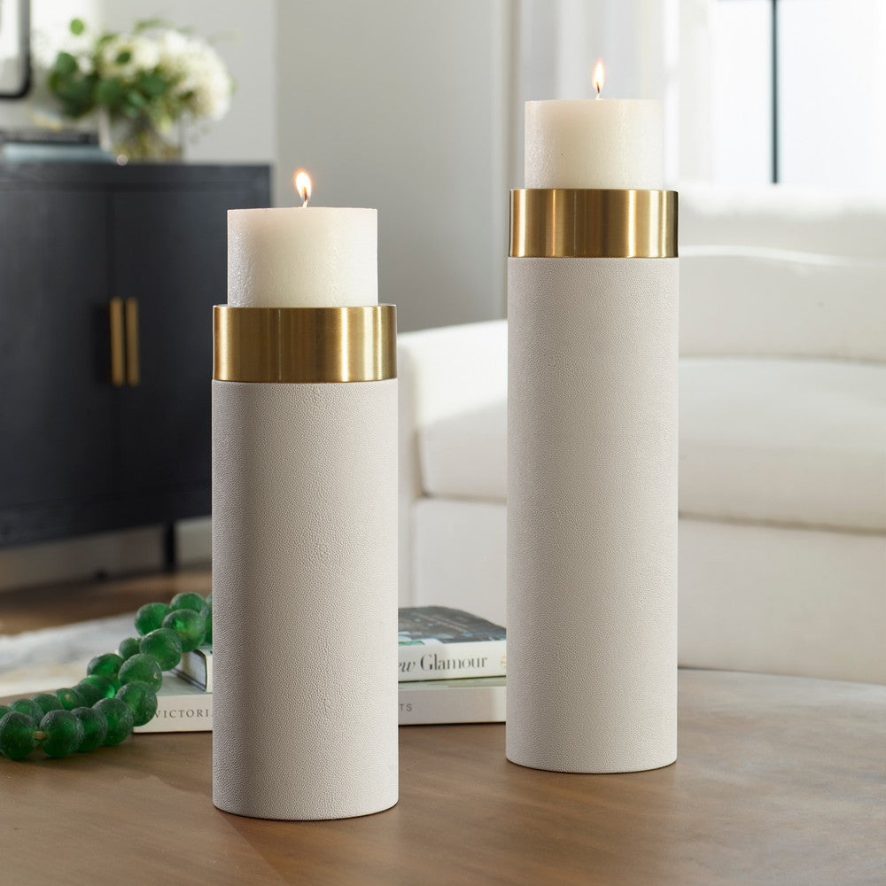 Uttermost Wessex White Pillar Candleholders Set Of 2 By Casagear Home UT-18100