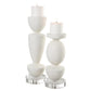 Uttermost Lido White Stone Candleholders, Set/2 By Casagear Home