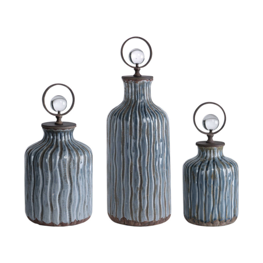 Uttermost Mathias Grey-Blue Vessels, S/3 By Casagear Home